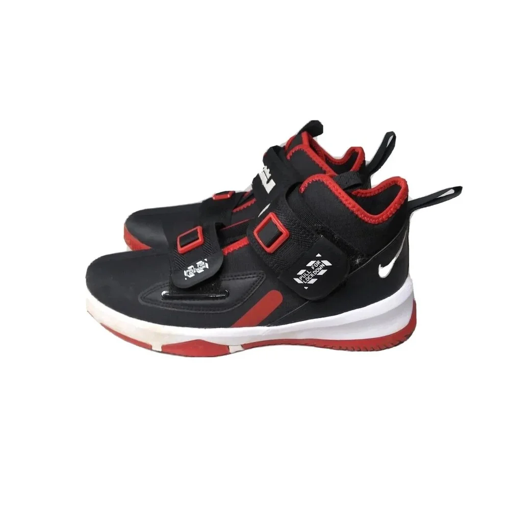 Nike LeBron Soldier 13 Bred Size 5.5 Y Sneakers  AR7585-003 Black~Red~White